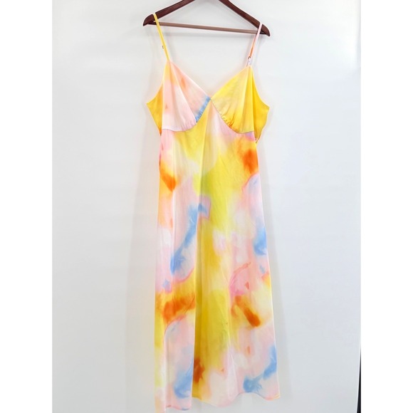 Diane Von Furstenberg Dresses & Skirts - Satin Minimal Slip Dress Skinny Strap 2X DVF Target Pastel Sunset Watercolor NWT